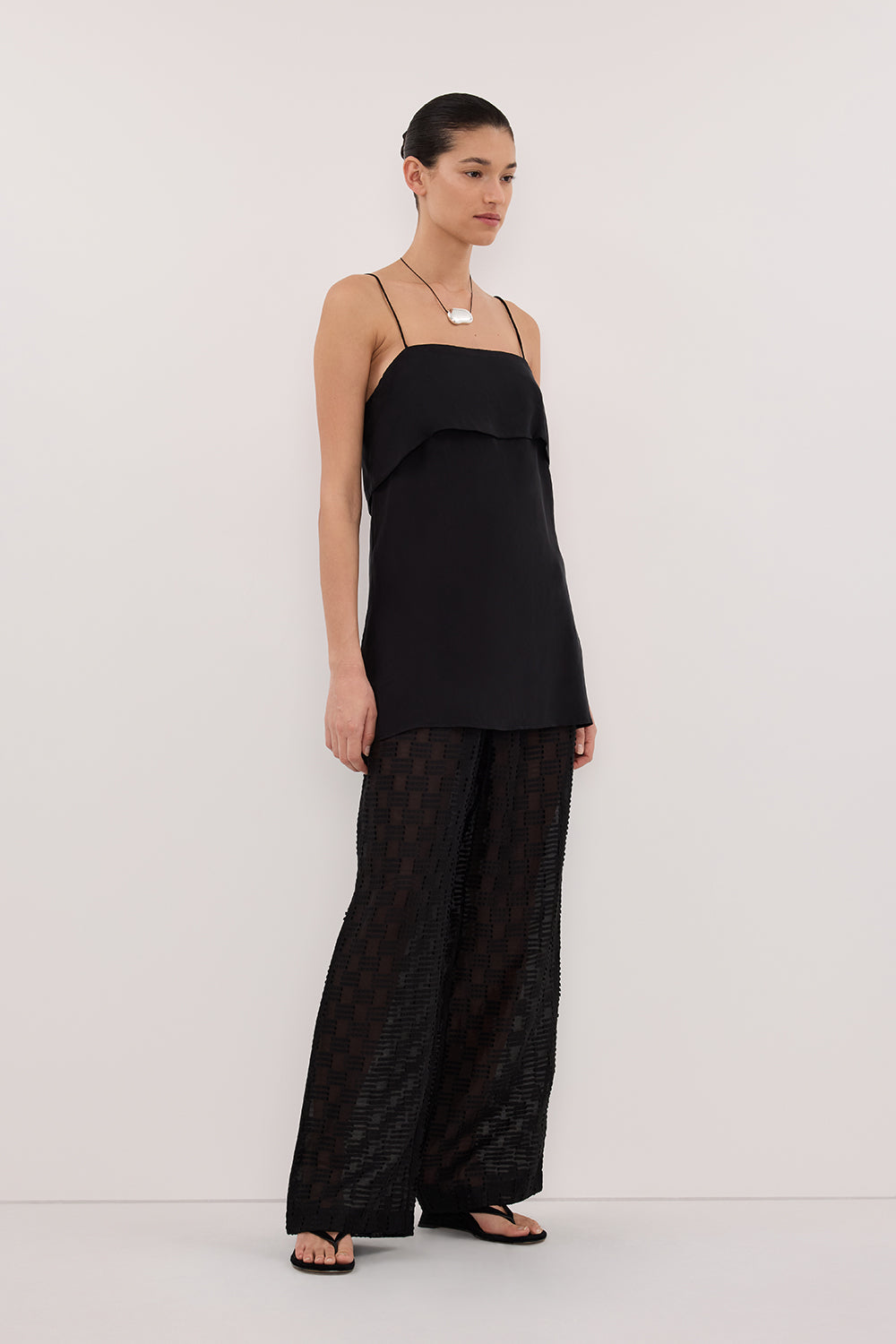 ELBA BLACK SHEER CHECK PANTS Clothing DISSH Boutiques 