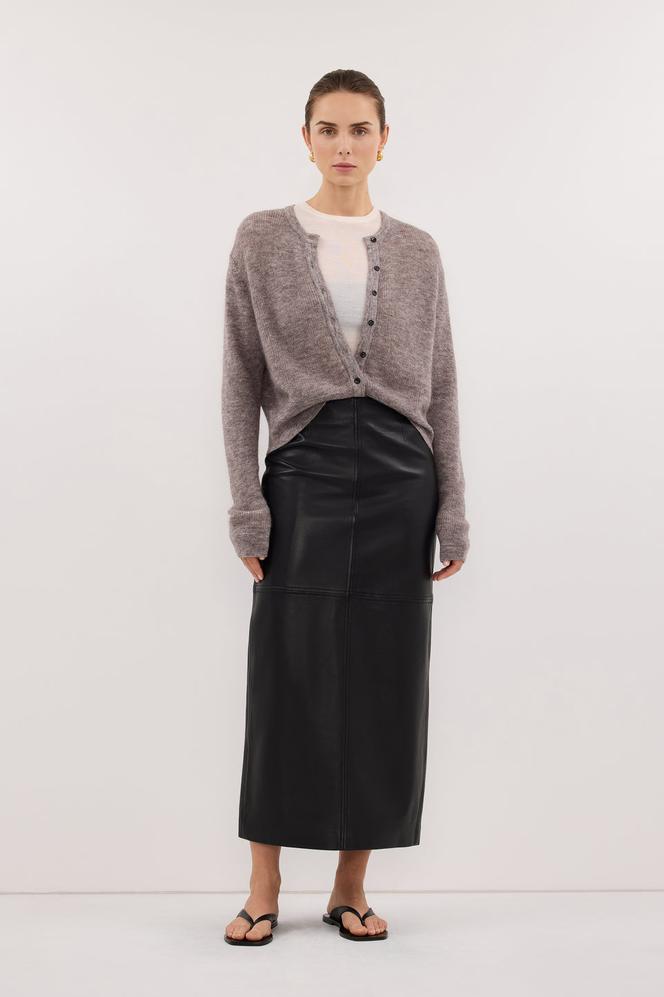 ONYX TAUPE MARLE KNIT CARDIGAN