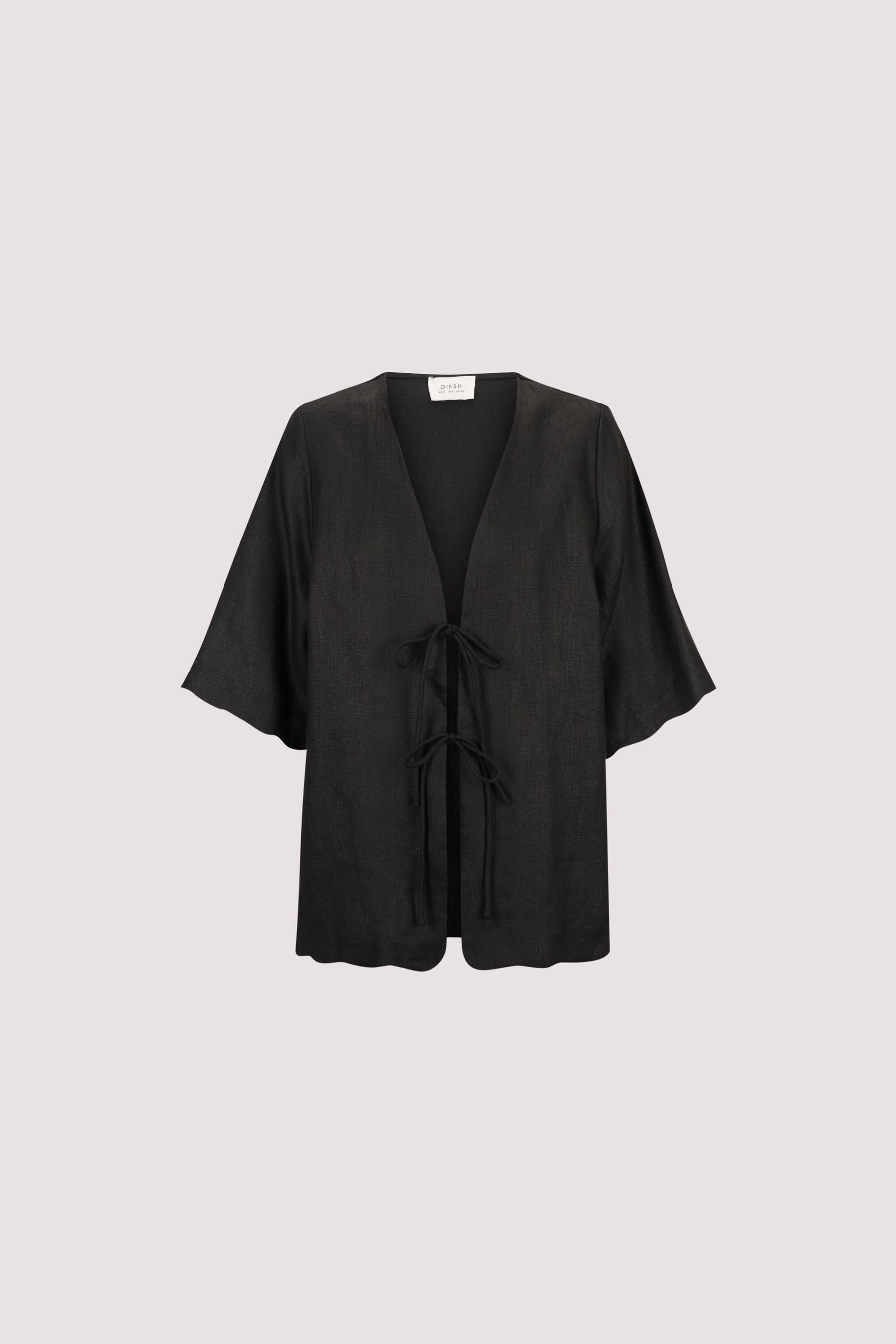 LELA BLACK SHORT SLEEVE LINEN SHIRT Clothing DISSH Boutiques 