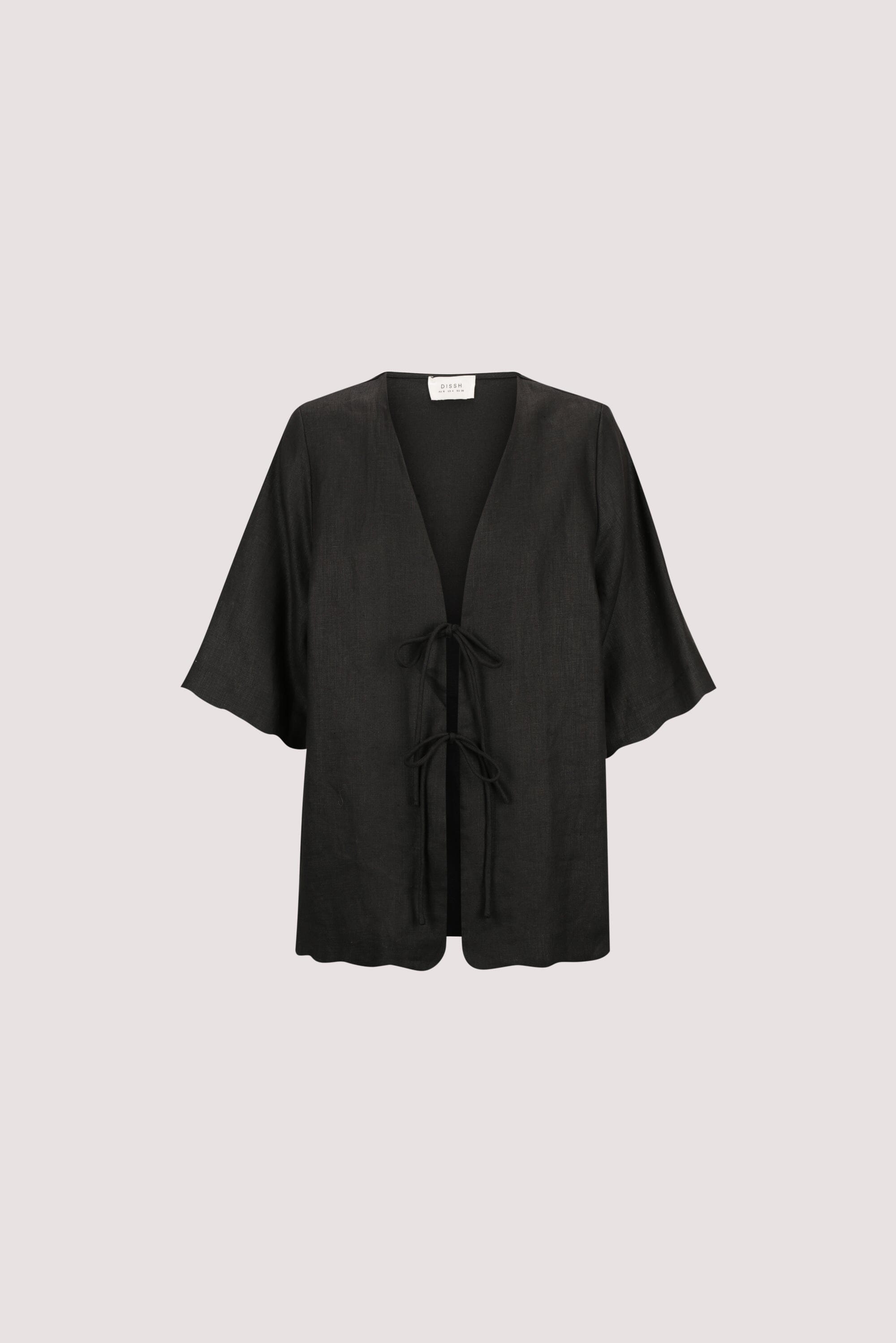 LELA BLACK SHORT SLEEVE LINEN SHIRT Clothing DISSH Boutiques 