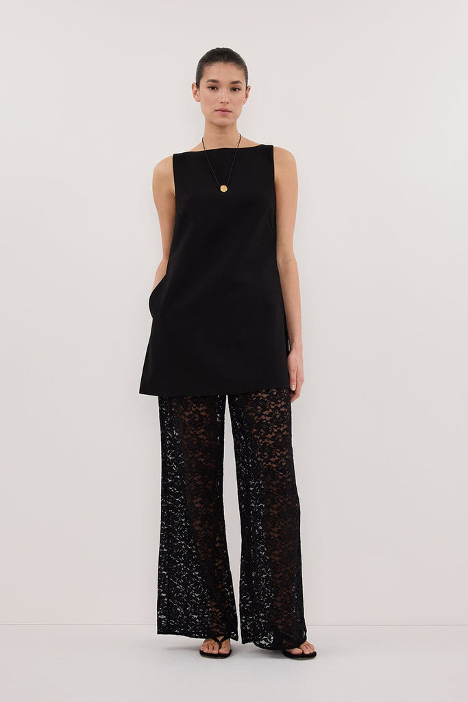 ROWIE BLACK SLEEVELESS BOAT NECK TUNIC TOP