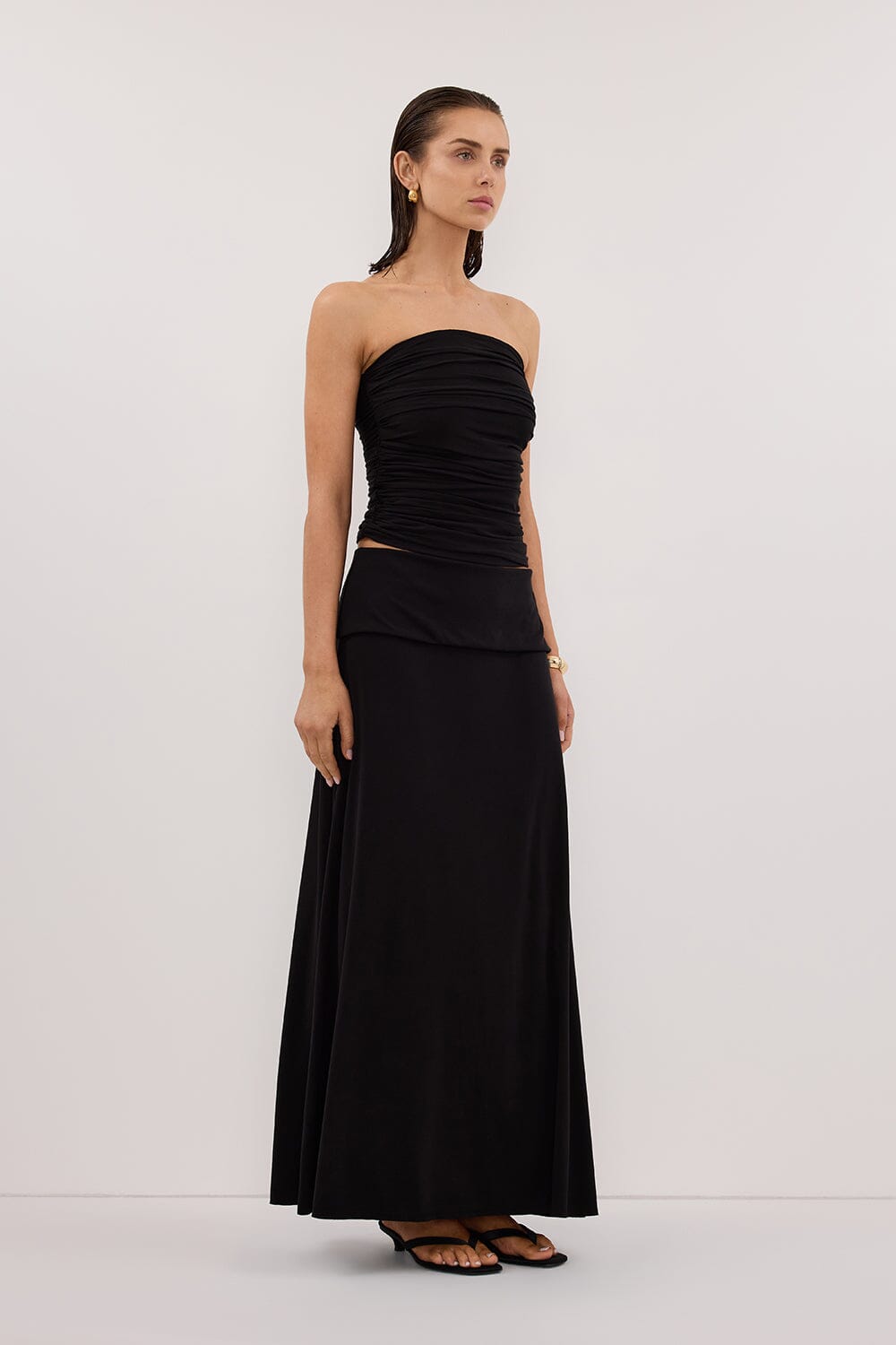 SHARI BLACK STRAPLESS BANDEAU TOP