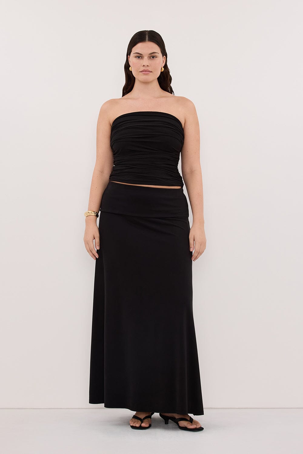SHARI BLACK STRAPLESS BANDEAU TOP