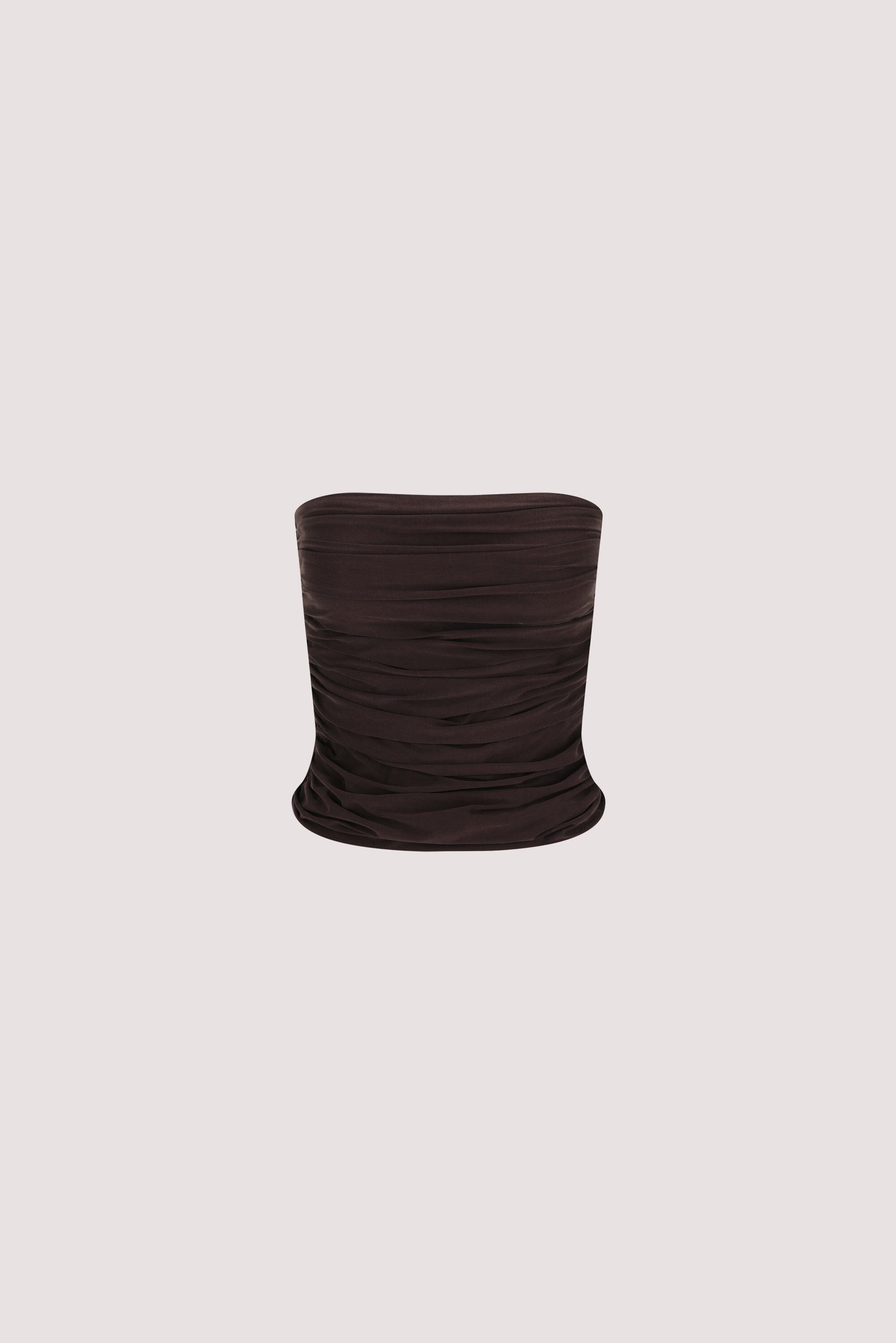 SHARI BURNT CHOC STRAPLESS BANDEAU TOP