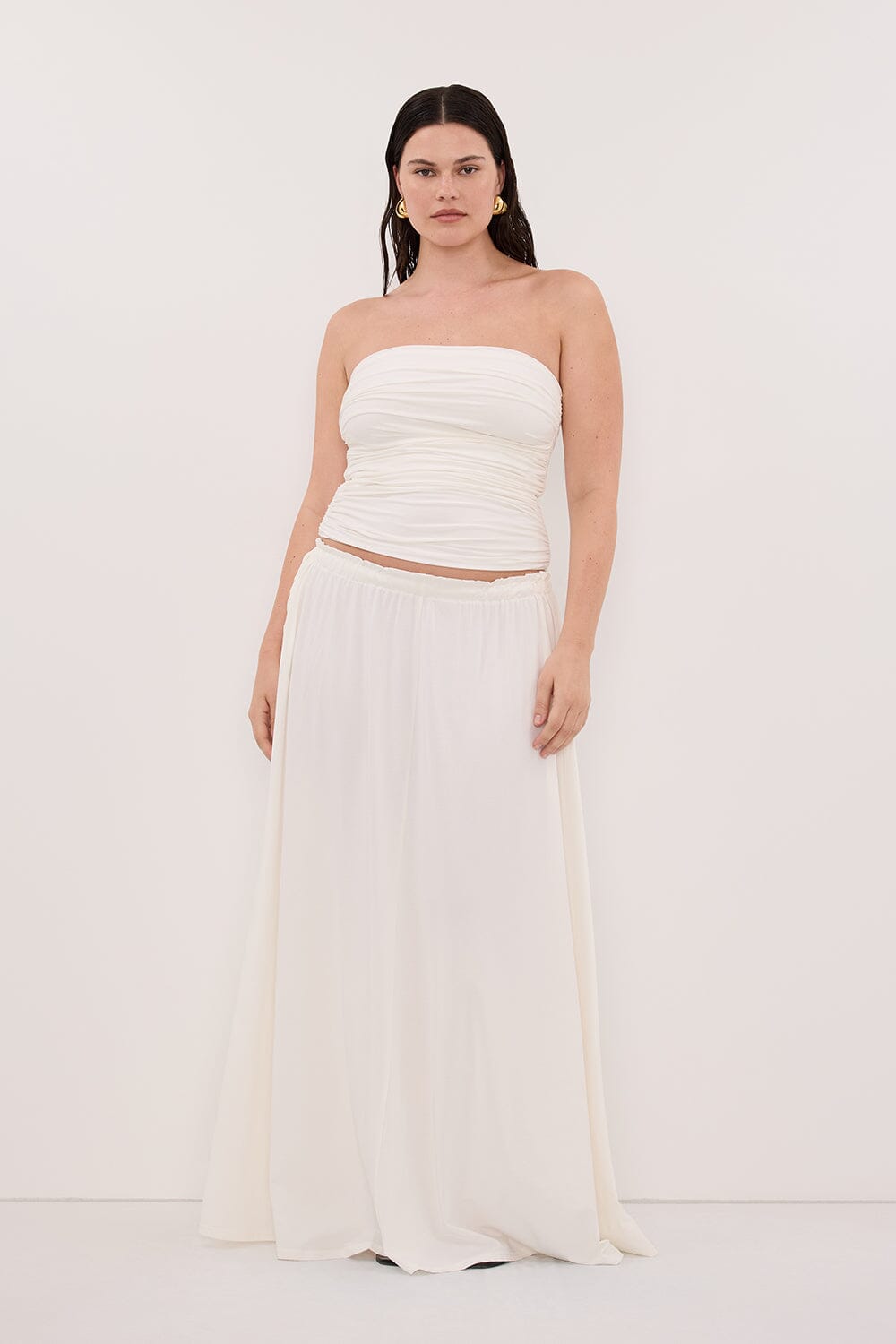 SHARI OFF WHITE STRAPLESS BANDEAU TOP