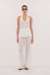 AGNES WHITE CROCHET HALTER TOP