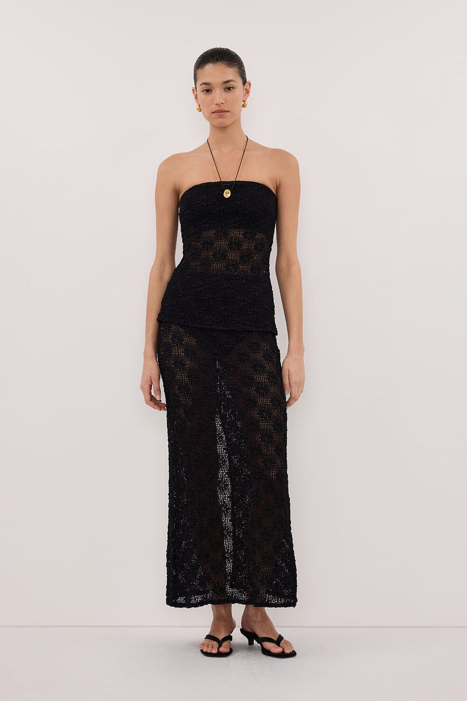 AGNES BLACK CROCHET BANDEAU TOP Clothing DISSH Boutiques 
