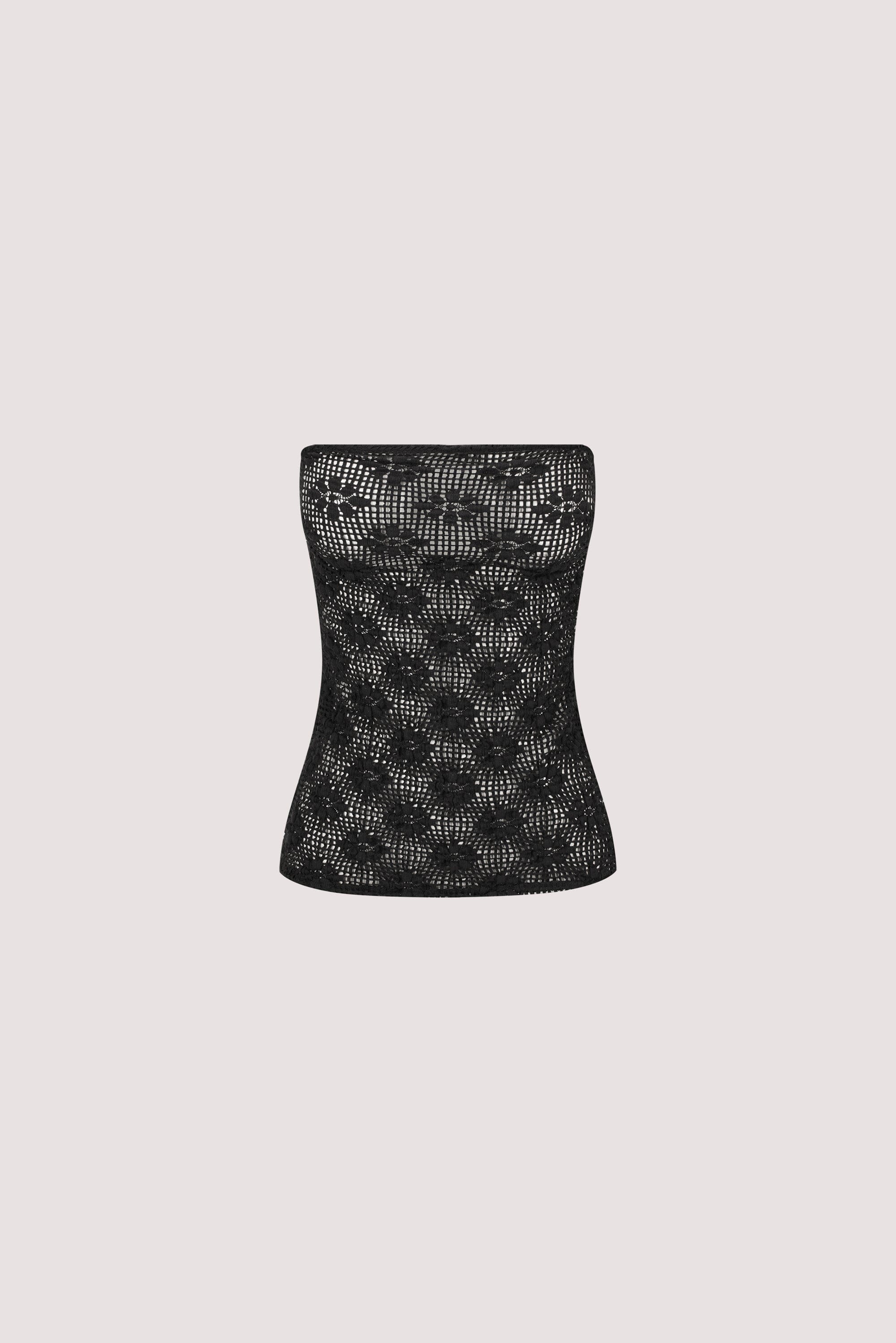 AGNES BLACK CROCHET BANDEAU TOP
