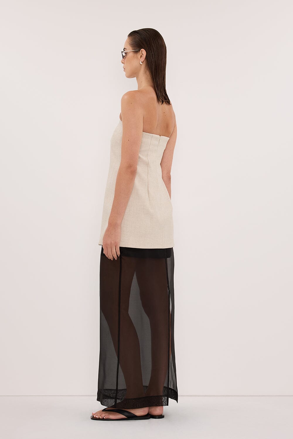 CYRUS NATURAL STRAPLESS TUNIC TOP