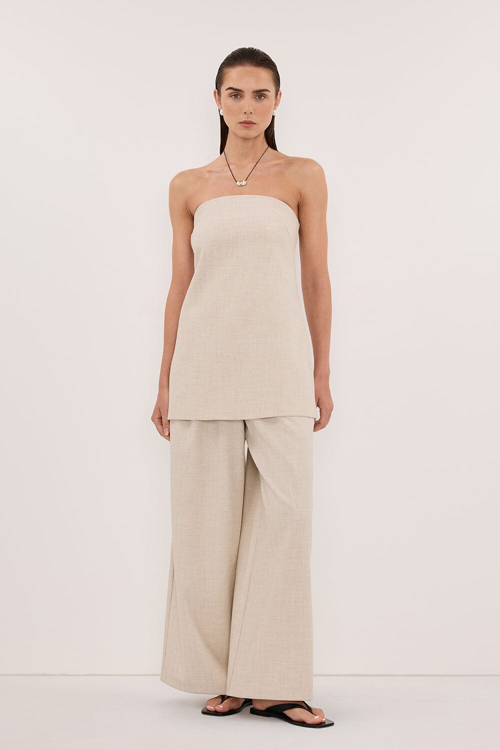 CYRUS NATURAL STRAPLESS TUNIC TOP