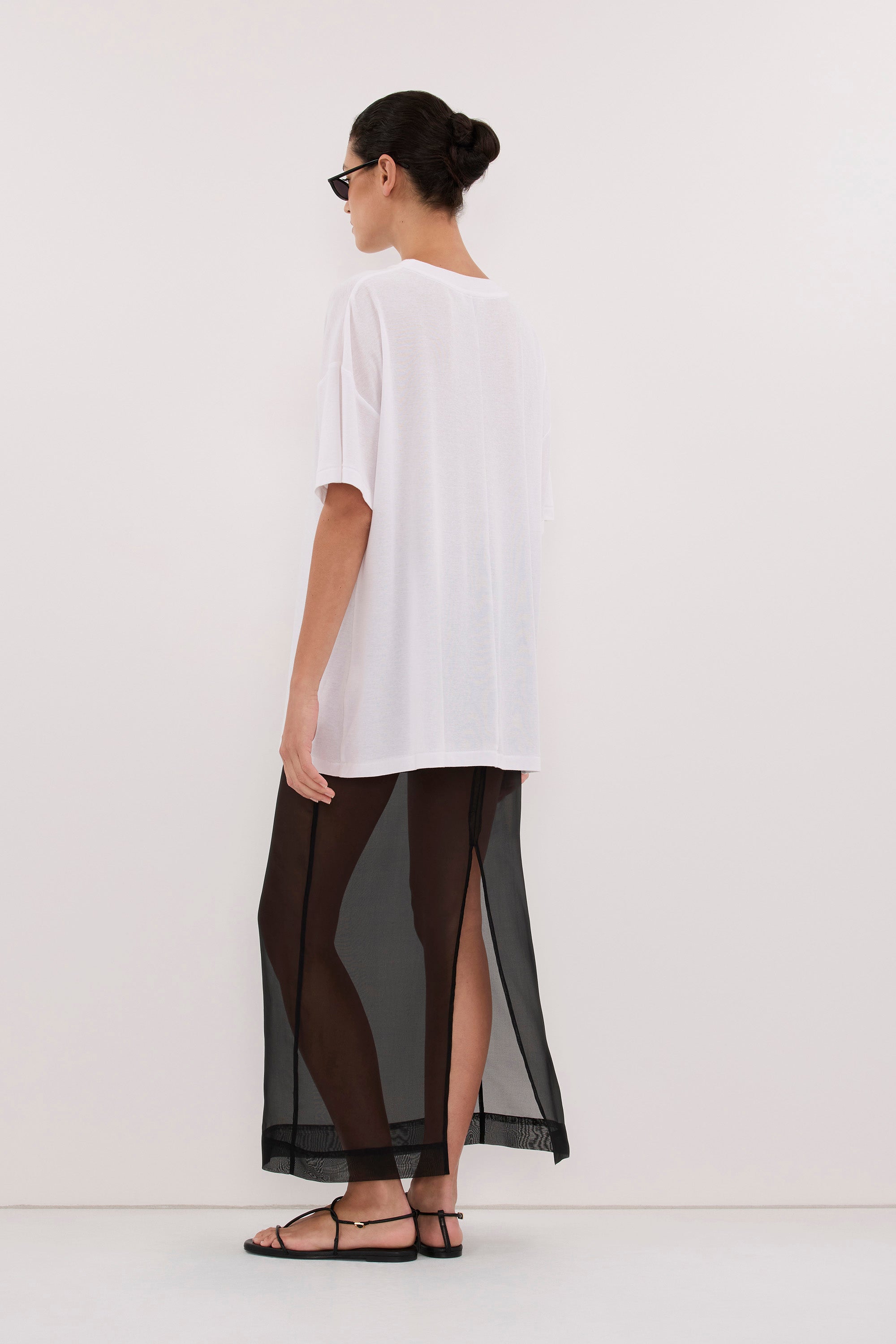 SLOANE WHITE COTTON LONGLINE TEE