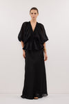 BRIELLE BLACK RAMIE LONG SLEEVE TOP