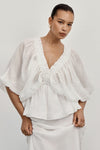 BRIELLE WHITE RAMIE LONG SLEEVE TOP