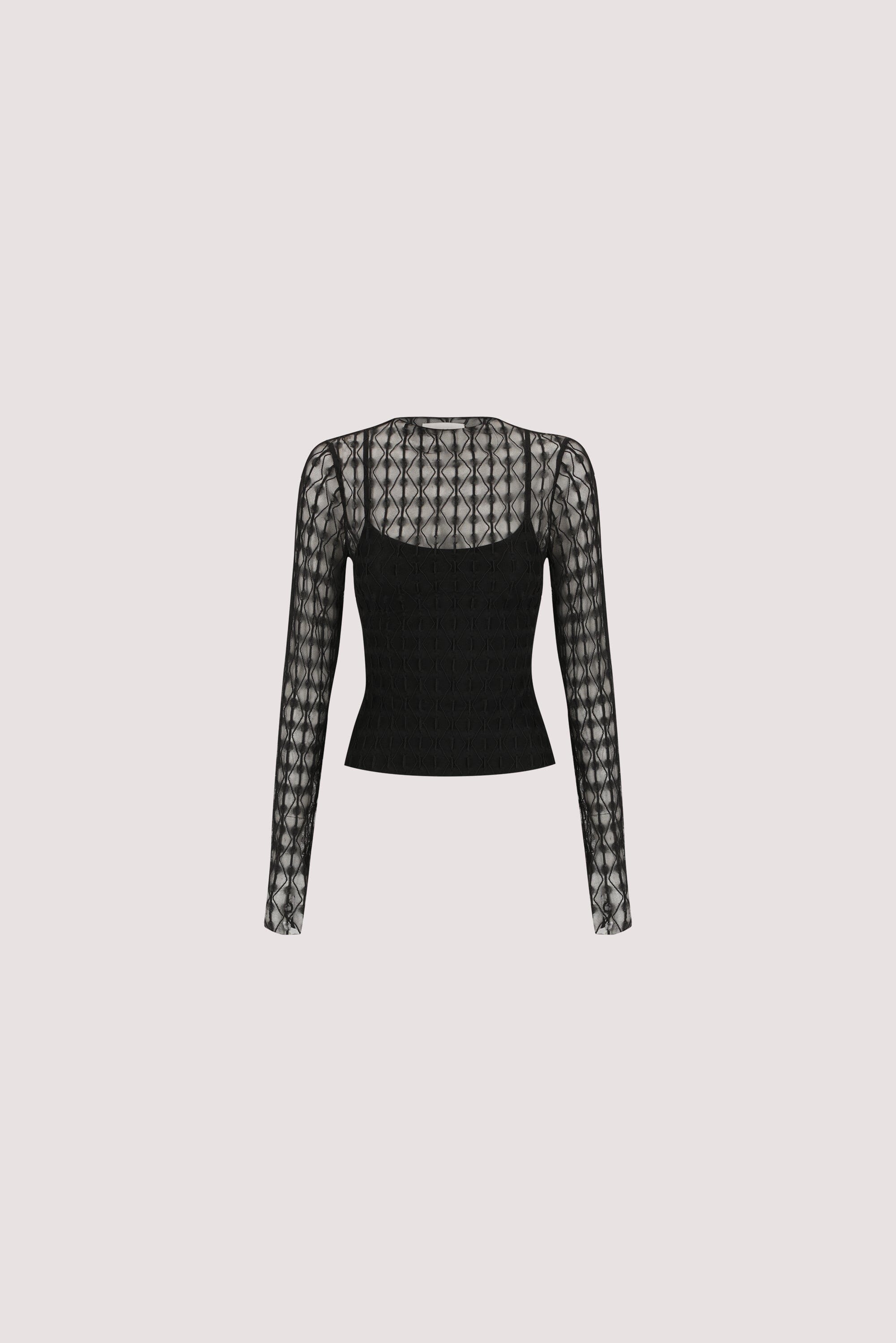 LEIA BLACK LONG SLEEVE LACE KNIT TOP