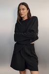 SLOANE BLACK LONG SLEEVE CREW KNIT TOP