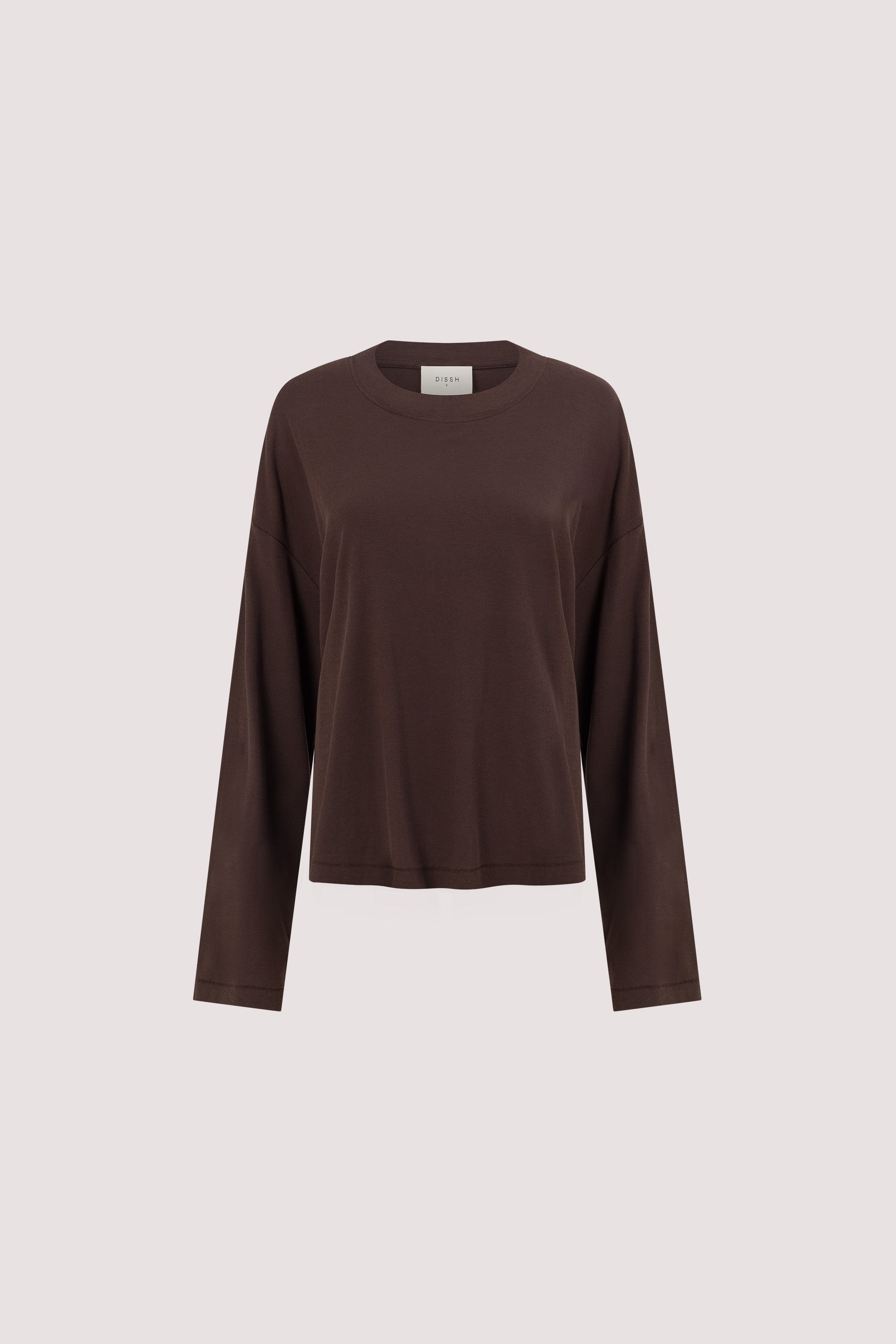 SLOANE CHOC LONG SLEEVE CREW KNIT TOP