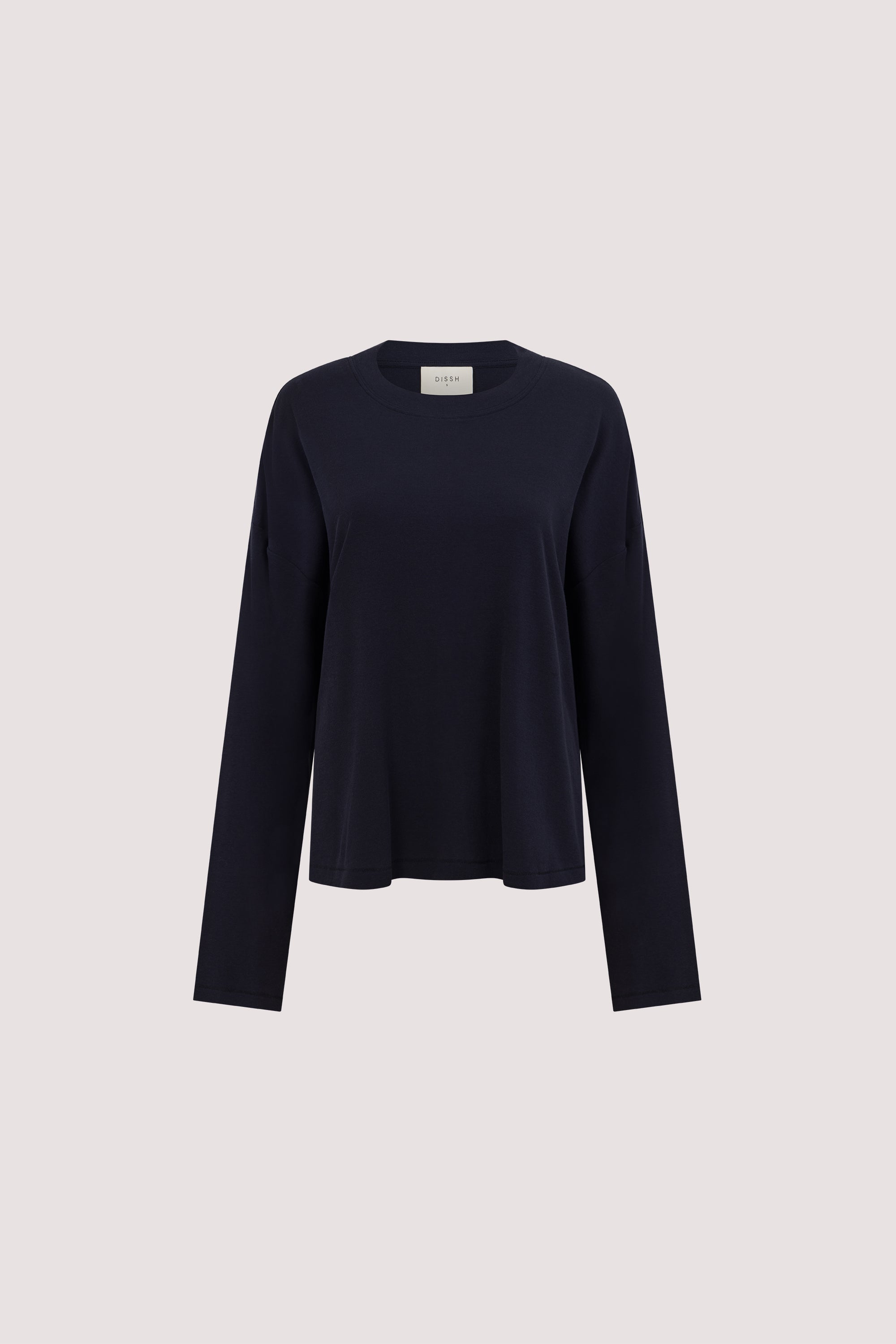 SLOANE NAVY LONG SLEEVE CREW KNIT TOP