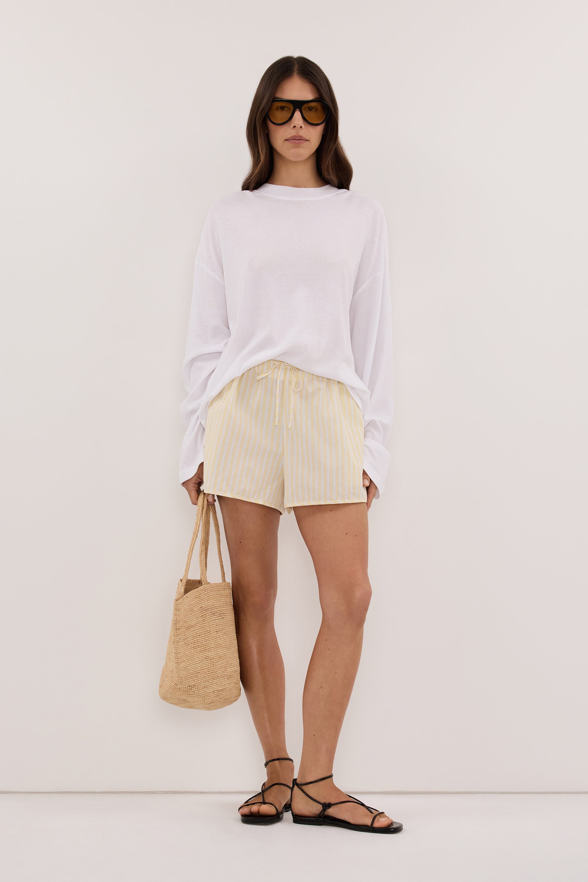 SLOANE WHITE LONG SLEEVE CREW KNIT TOP
