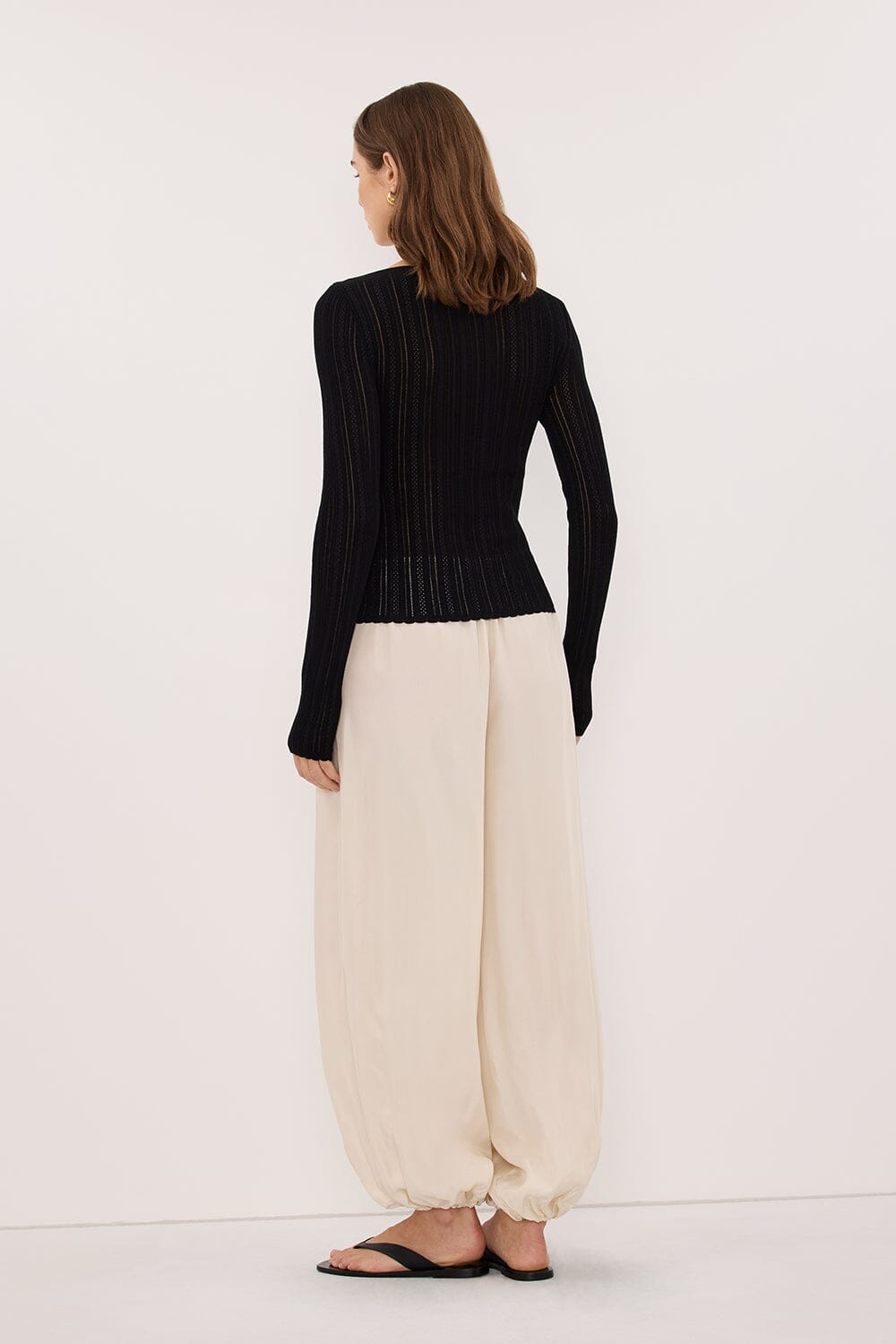 ELENA BLACK POINTELLE LONG SLEEVE KNIT TOP Clothing DISSH Boutiques 