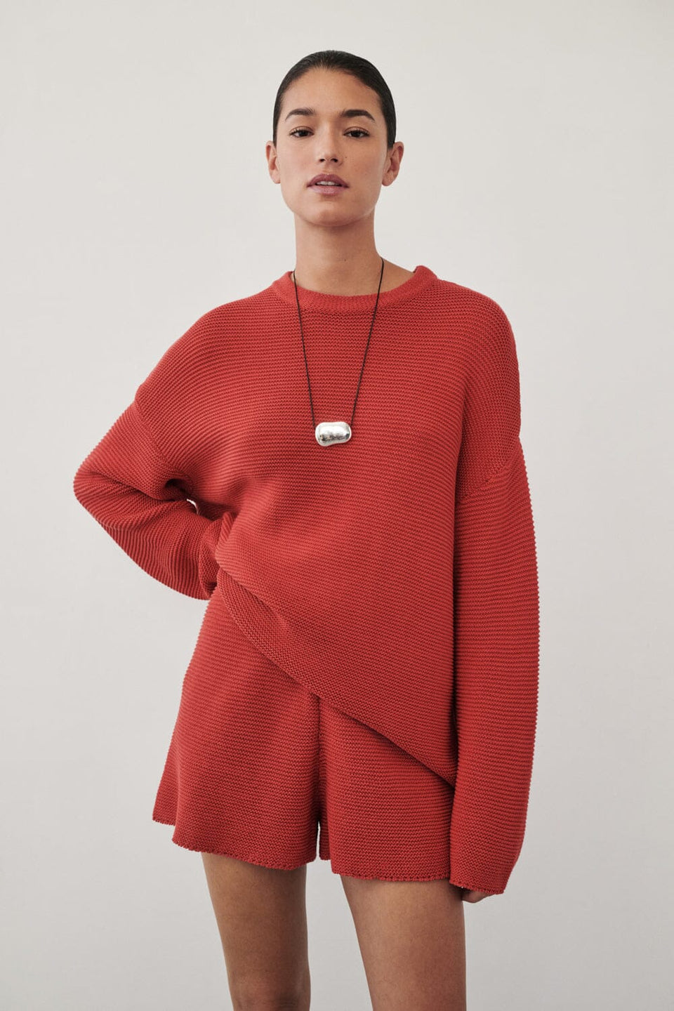 THEA BURNT RED COTTON KNIT JUMPER