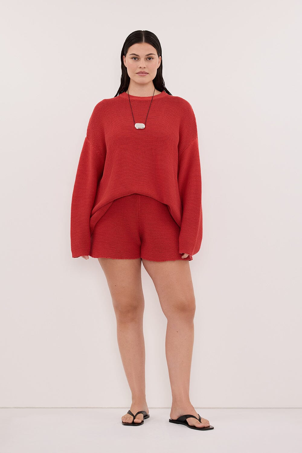 THEA BURNT RED COTTON KNIT JUMPER