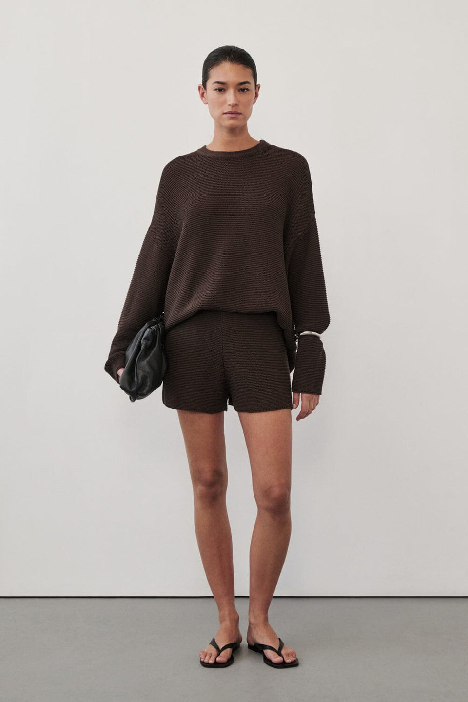 THEA BURNT CHOC COTTON KNIT JUMPER