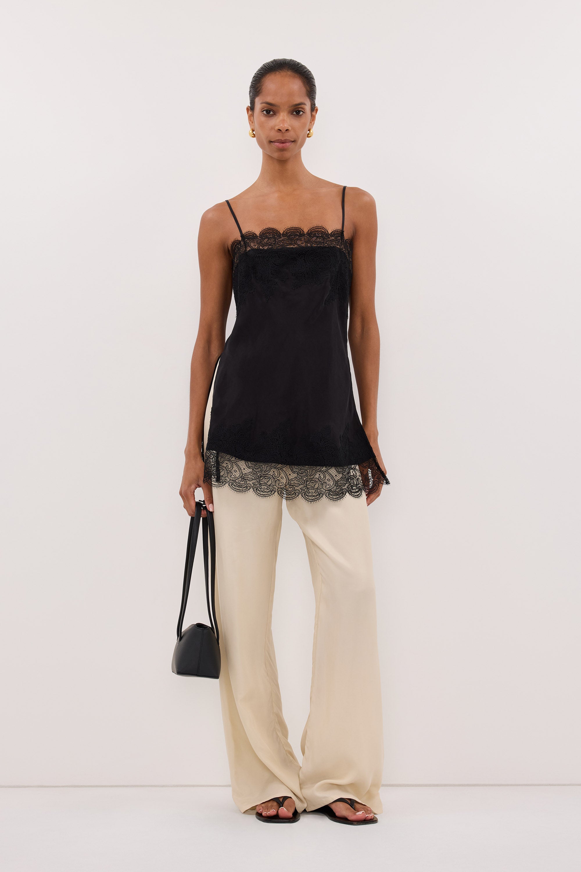 MINA BLACK CUPRO LACE TOP | Dissh