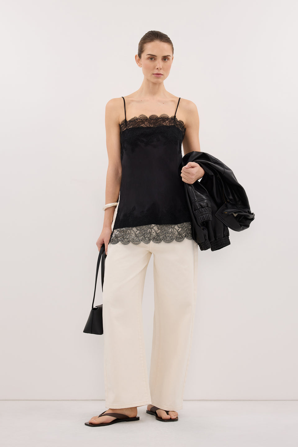 MINA BLACK CUPRO LACE TOP