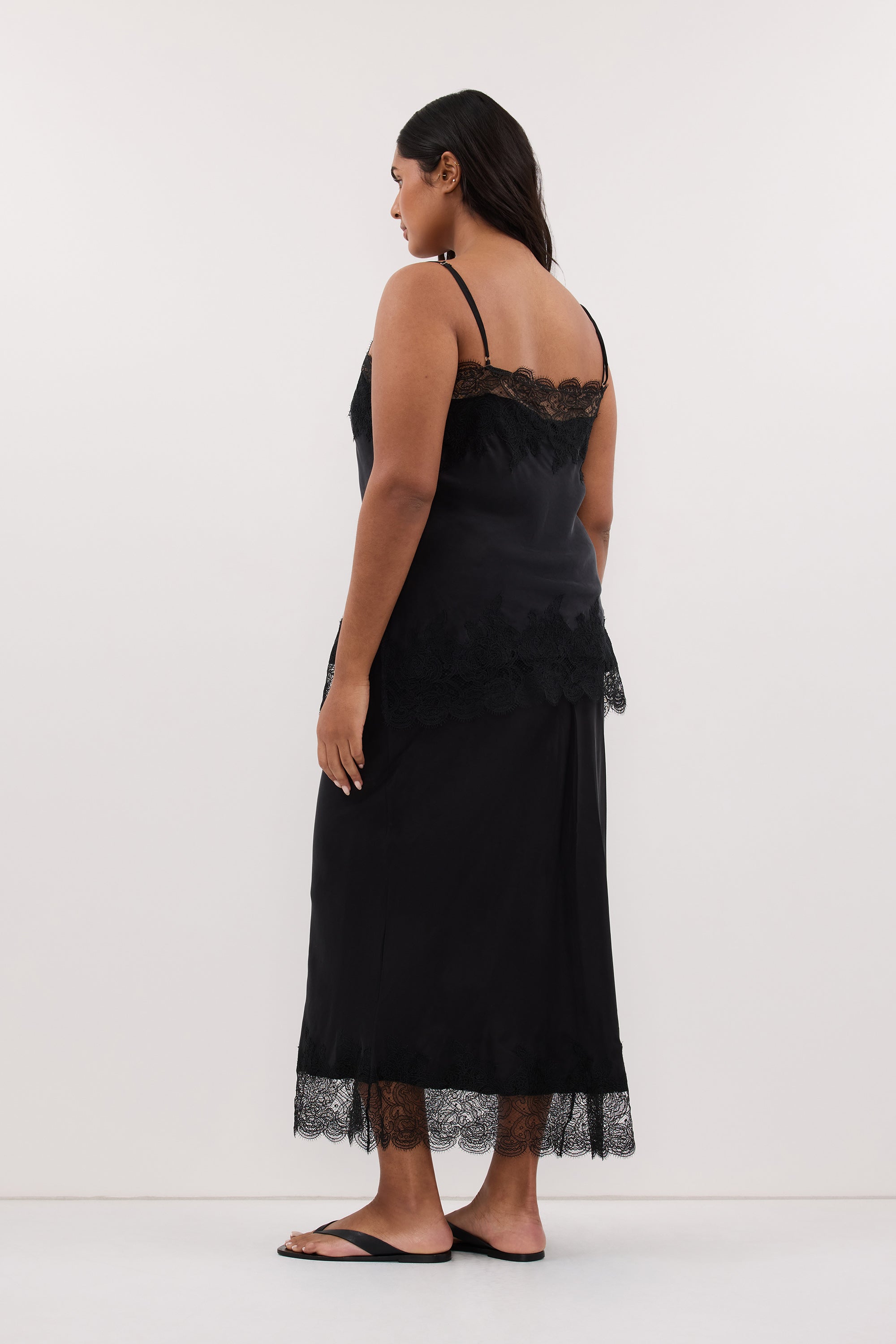 MINA BLACK CUPRO LACE TOP