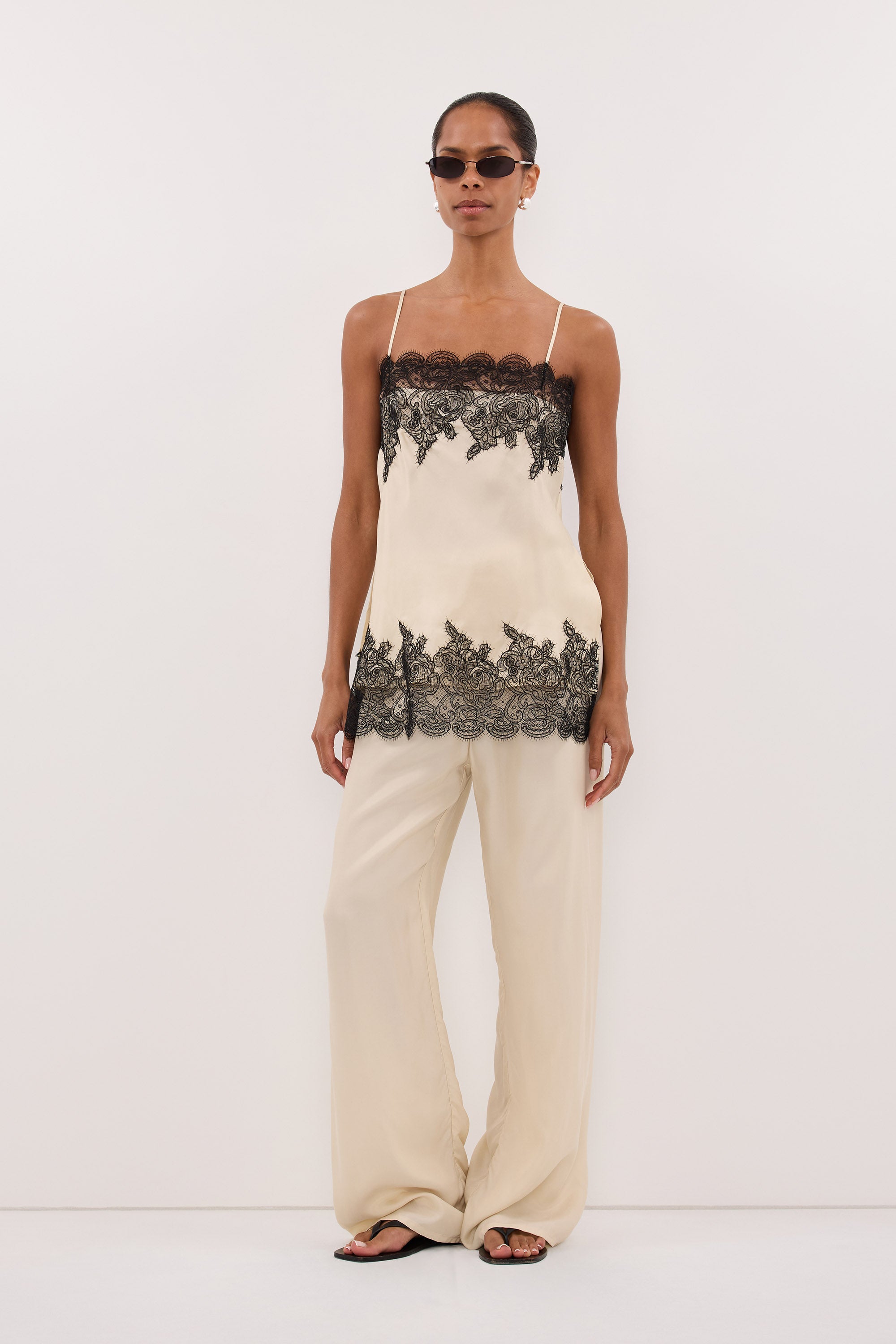 MINA STRAW CUPRO LACE TOP