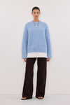 SALMA DUSTY BLUE CREW NECK KNIT JUMPER