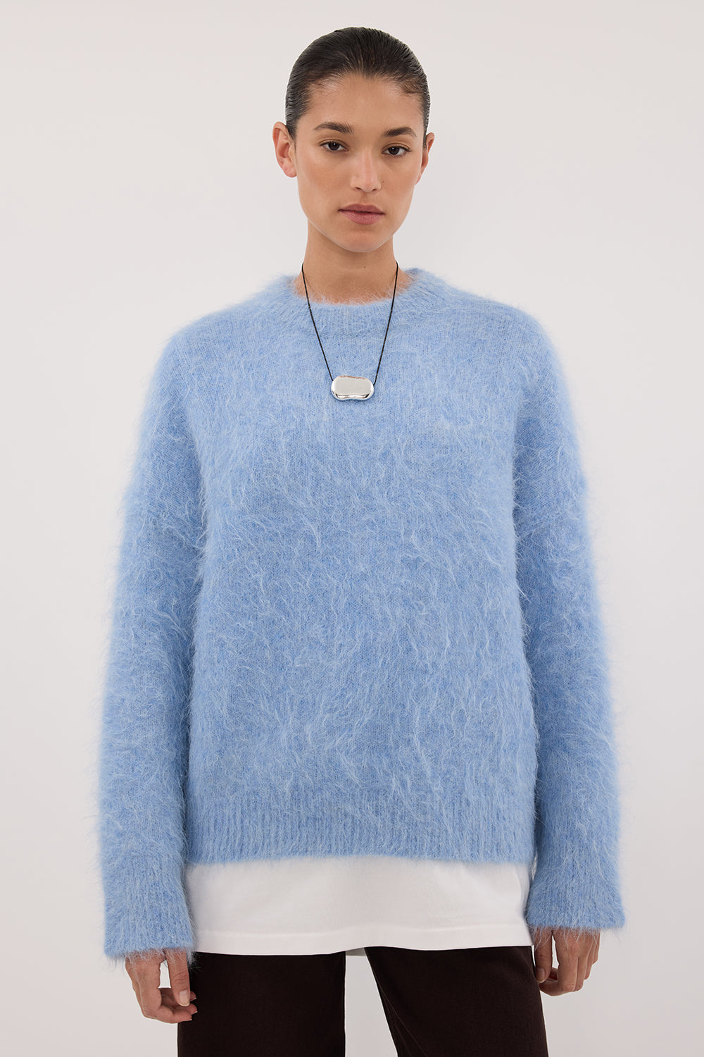 SALMA DUSTY BLUE CREW NECK JUMPER – DISSH