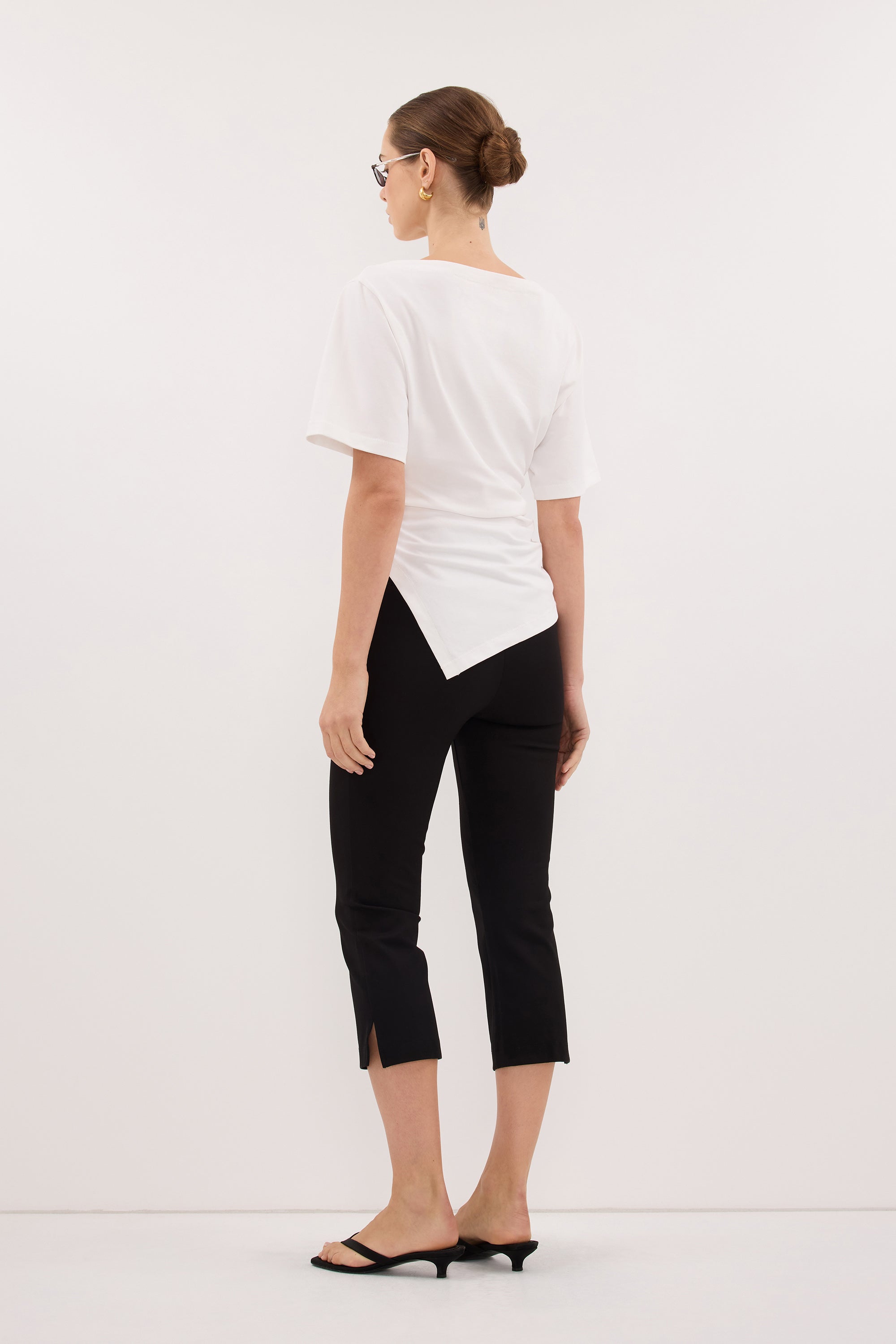 SWANN WHITE ASYM BOAT NECK TEE