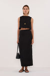 LELA BLACK LINEN CROP TOP