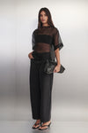 SIAN BLACK SILK ORGANZA TEE