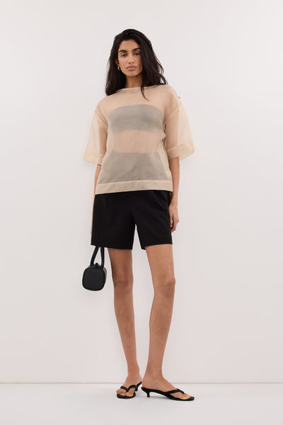 Anaya  wearing SIAN GOLD SILK ORGANZA TEE