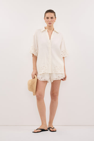 Stas wearing ZARIA OFF WHITE SHIRT