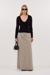 LORNE BLACK V NECK GATHERED TOP
