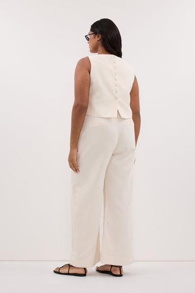 Zoe wearing ROSALIE CREAM MARLE SHELL TOP