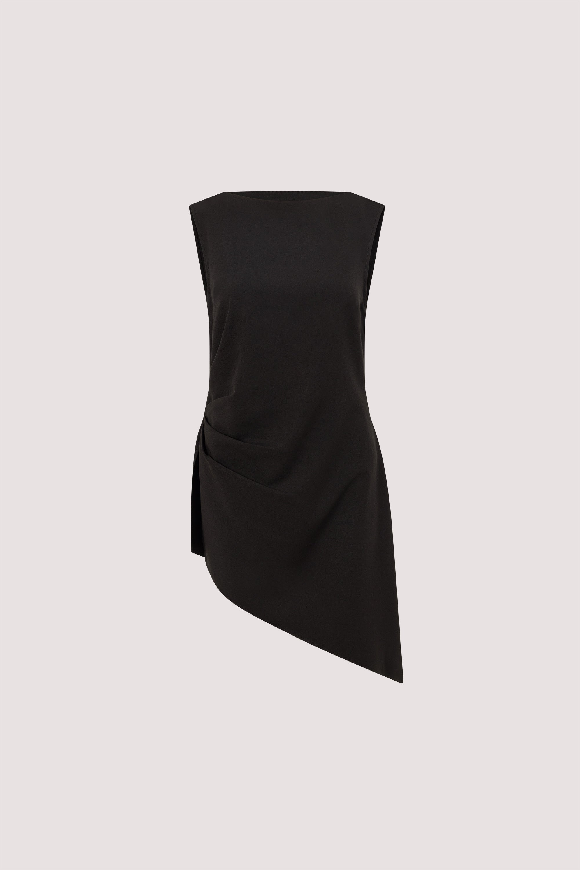 KENDALL BLACK DRAPED LONG ASYM TOP