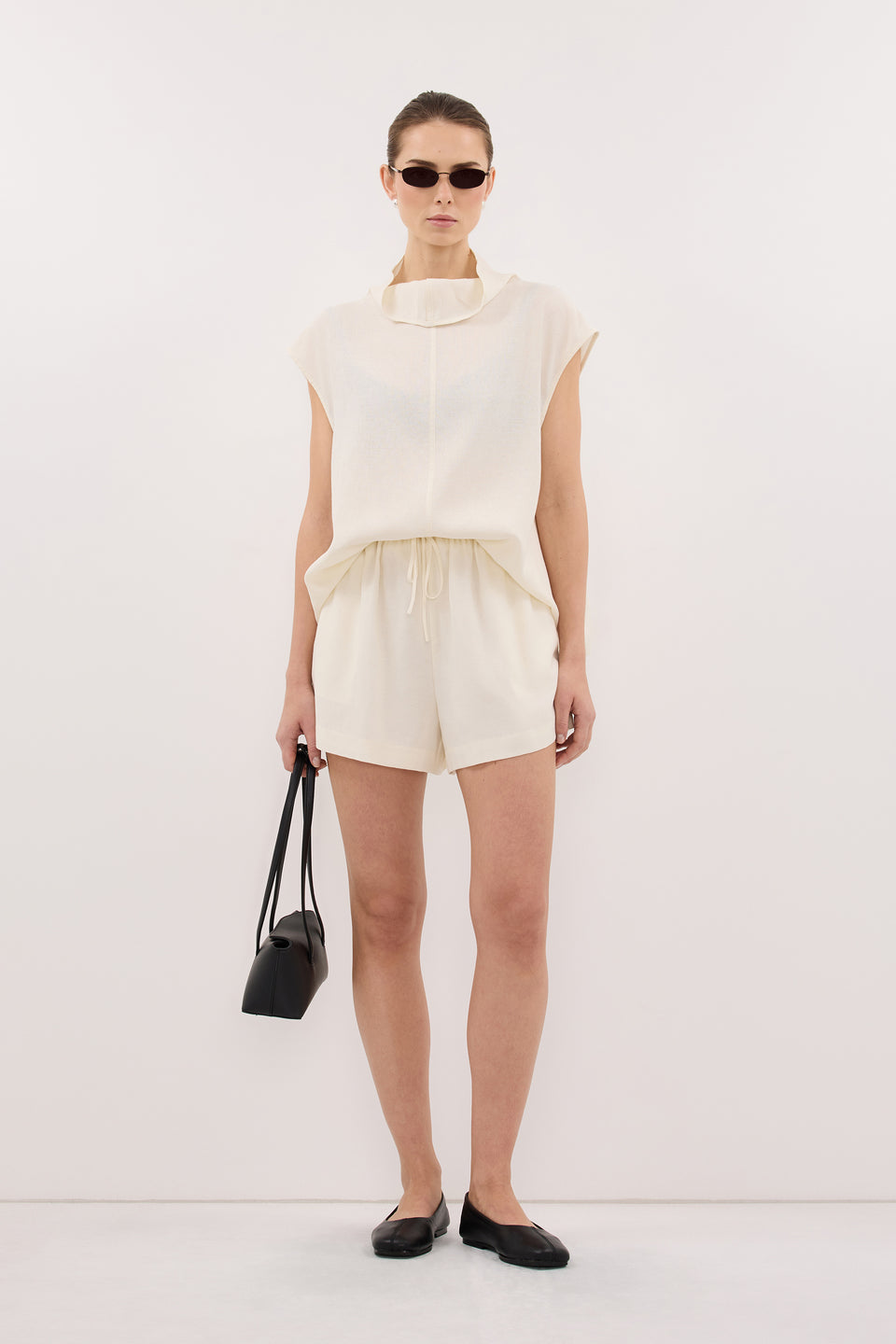 CALIA CREAM FUNNEL NECK TOP