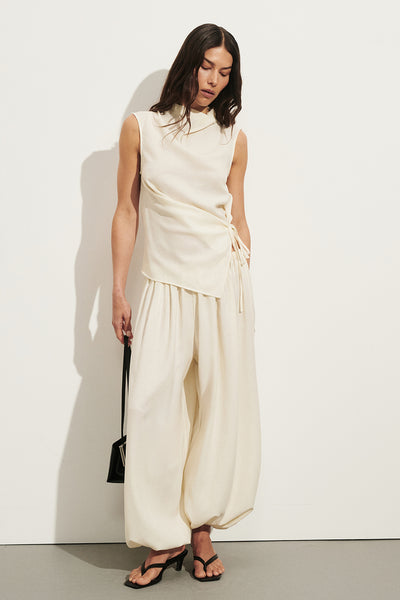Helena  wearing CALIA CREAM TIE TOP