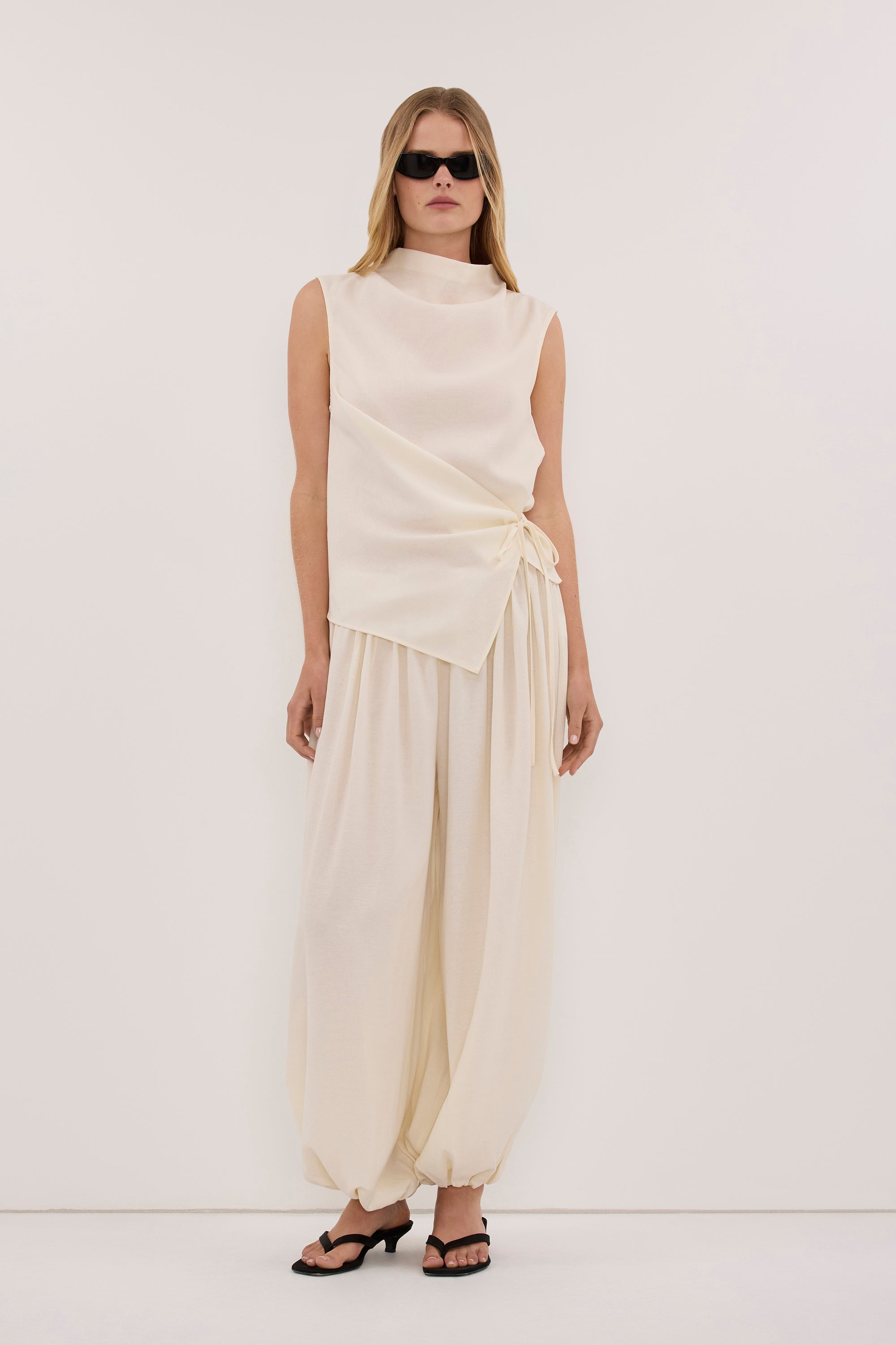 CALIA CREAM TIE TOP