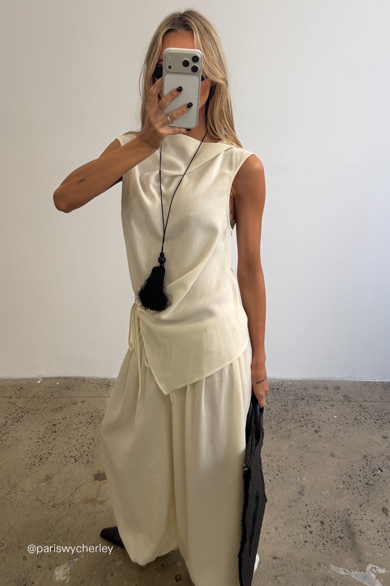CALIA CREAM TIE TOP