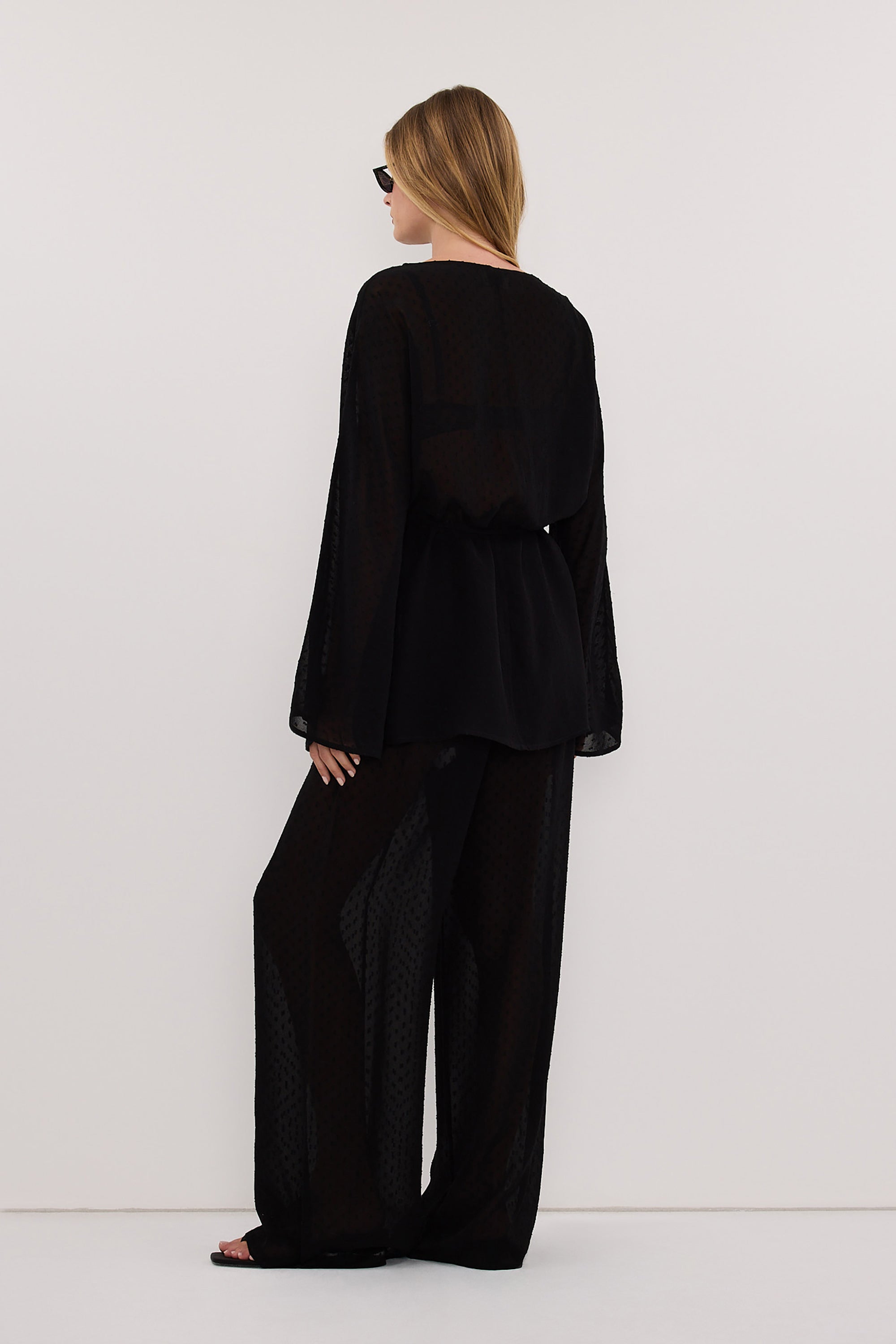 SALINA BLACK DOT DRAPED TOP
