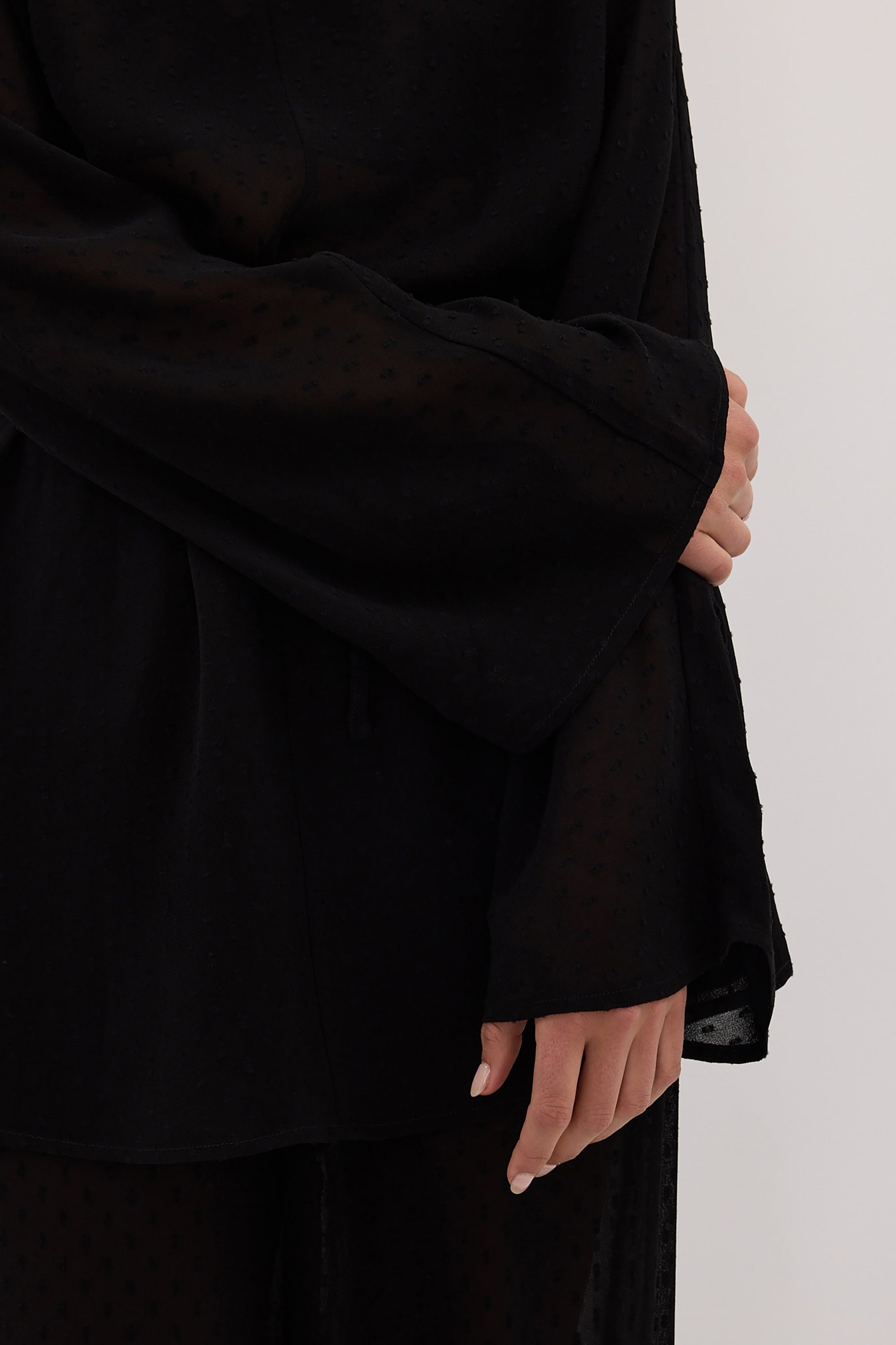 SALINA BLACK DOT DRAPED TOP