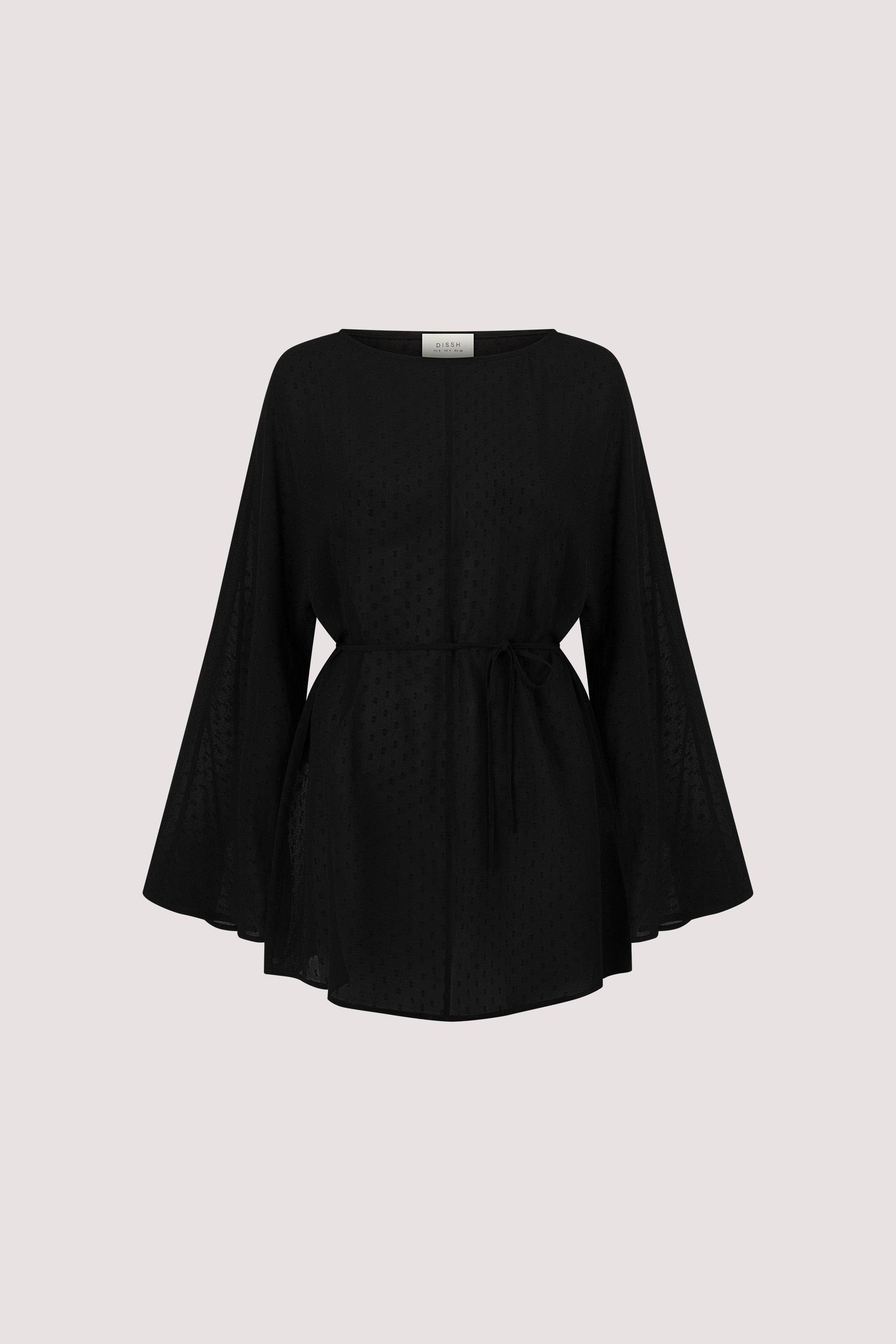 SALINA BLACK DOT DRAPED TOP