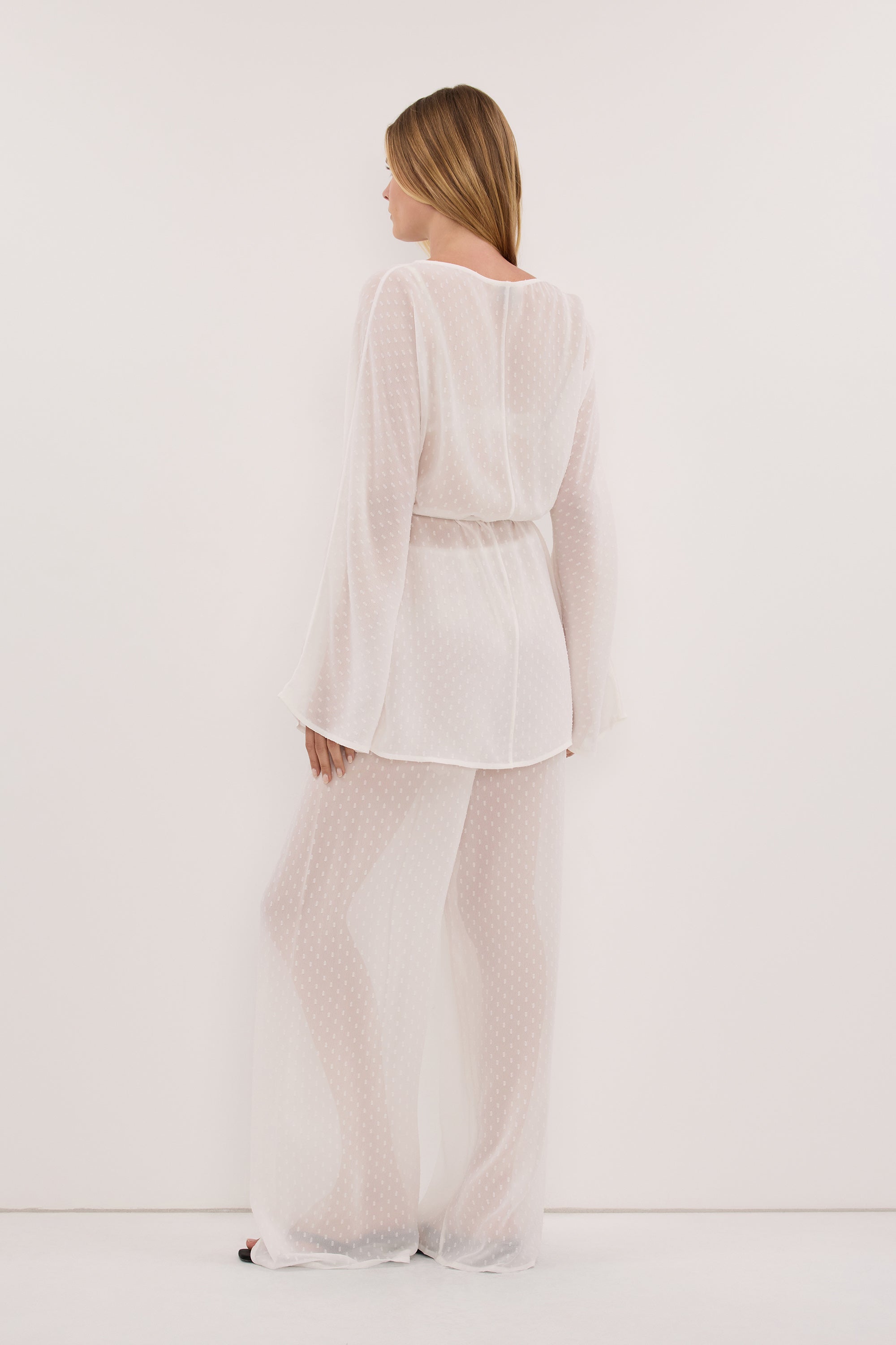 SALINA IVORY DOT DRAPED TOP