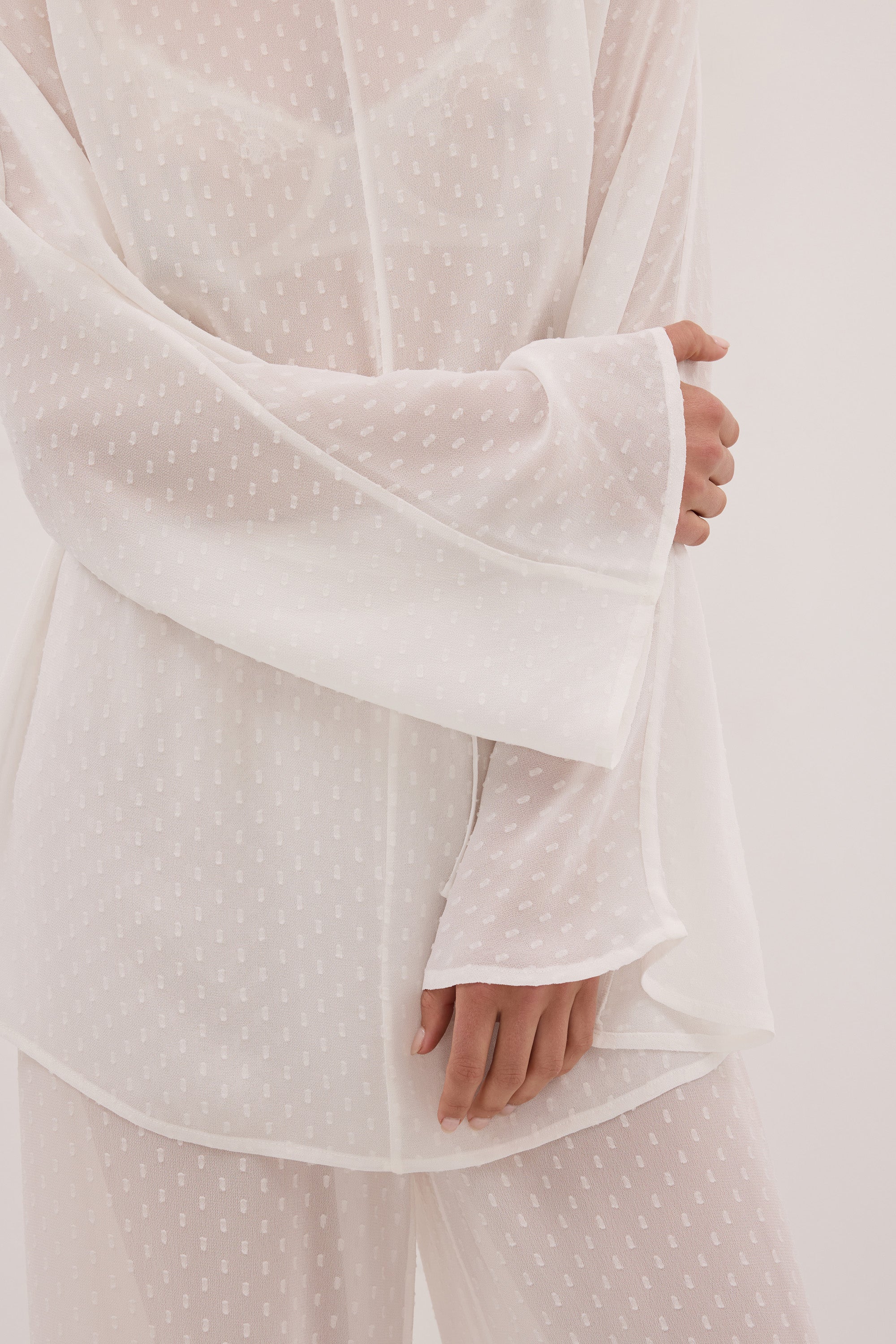 SALINA IVORY DOT DRAPED TOP