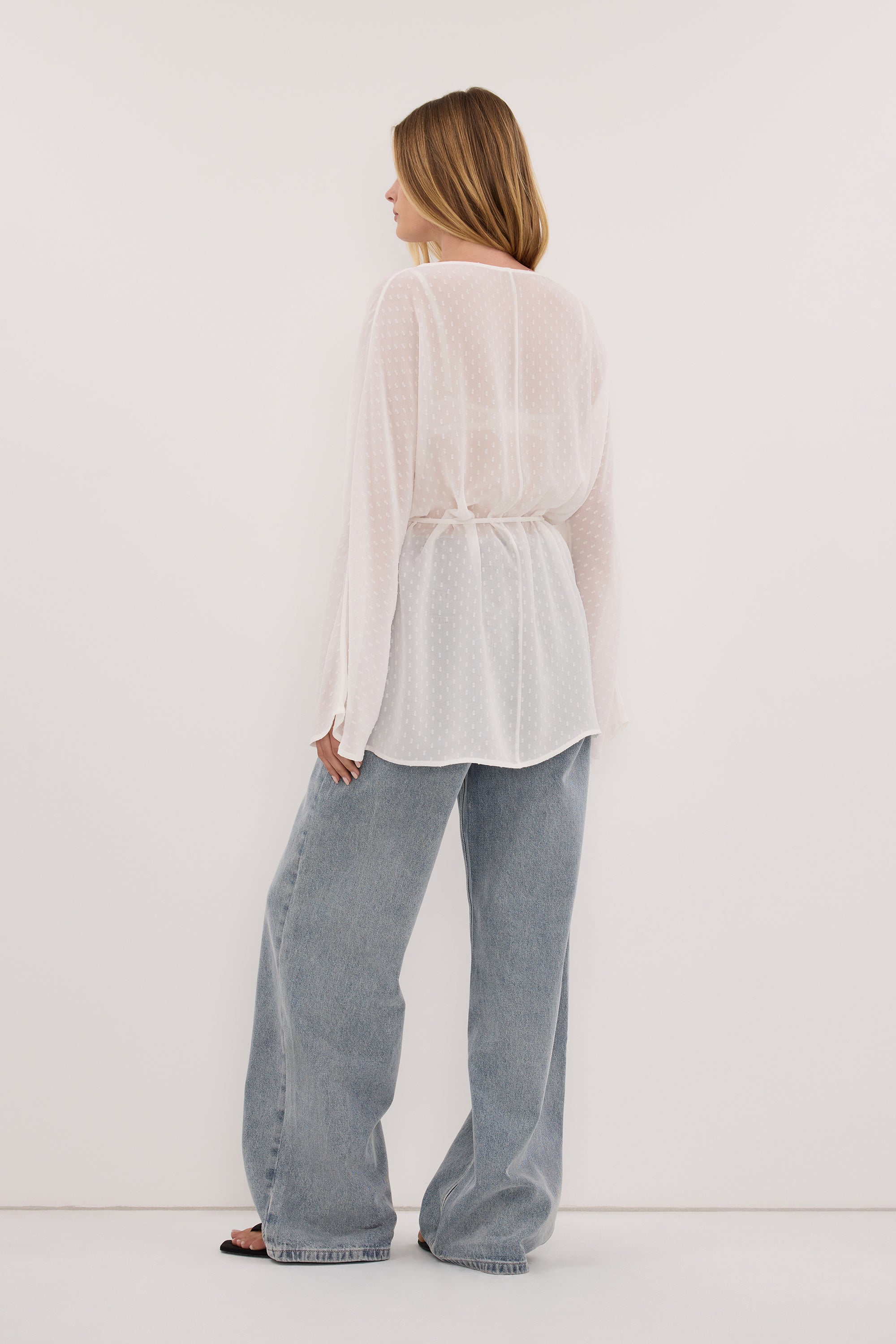 SALINA IVORY DOT DRAPED TOP